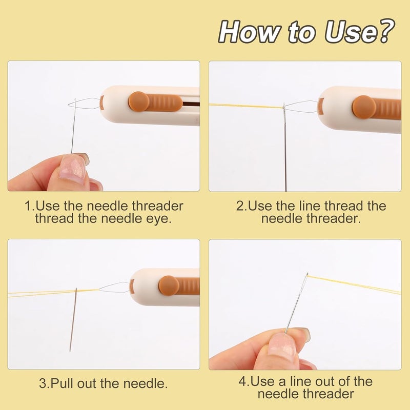 FENGWANGLI Automatic Needle Threaders Seam Ripper, Upgraded 3 in 1 Sewing Needle Threader Tool, Stretchable Quick Seam Rippers with Needle Storage for Hand Quilling, Embroidery Stitch Removal(Yellow) - Image 5